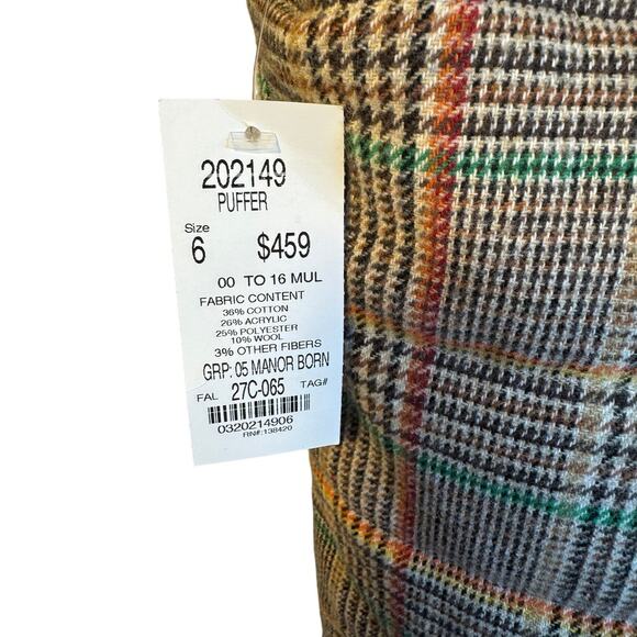 Etcetera Tan Plaid Hooded Puffer Vest NWT - Picture 11 of 11